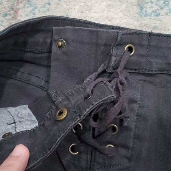 Billabong Lace up Denim Shorts in Charcoal Black Size 27 - Picture 5 of 14